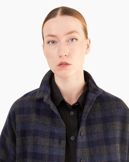 Bergfabel Women's  Wool-Cashmere Tina Shirt in Carbon Check