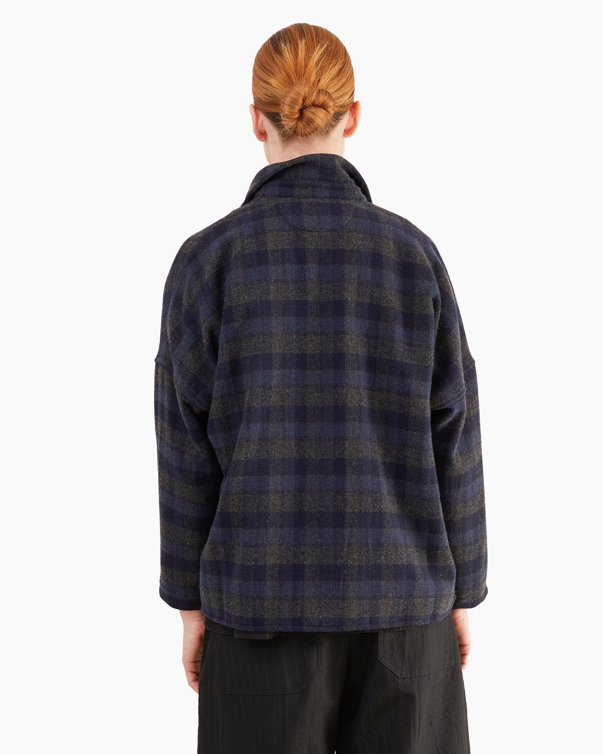 Bergfabel Women's  Wool-Cashmere Tina Shirt in Carbon Check