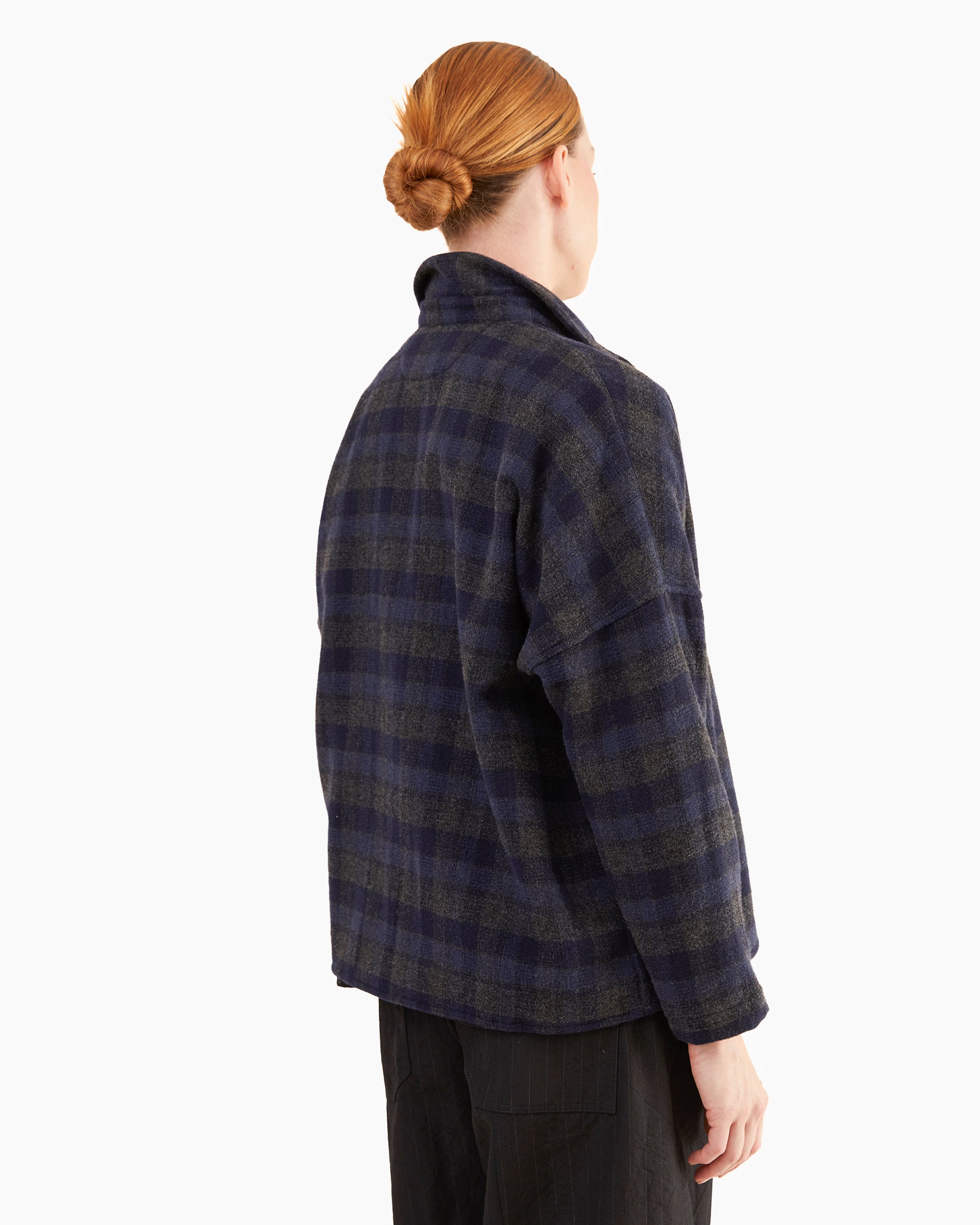 Bergfabel Women's  Wool-Cashmere Tina Shirt in Carbon Check