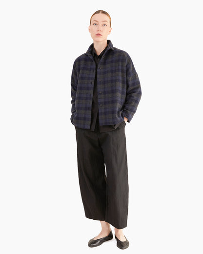 Bergfabel Women's  Wool-Cashmere Tina Shirt in Carbon Check