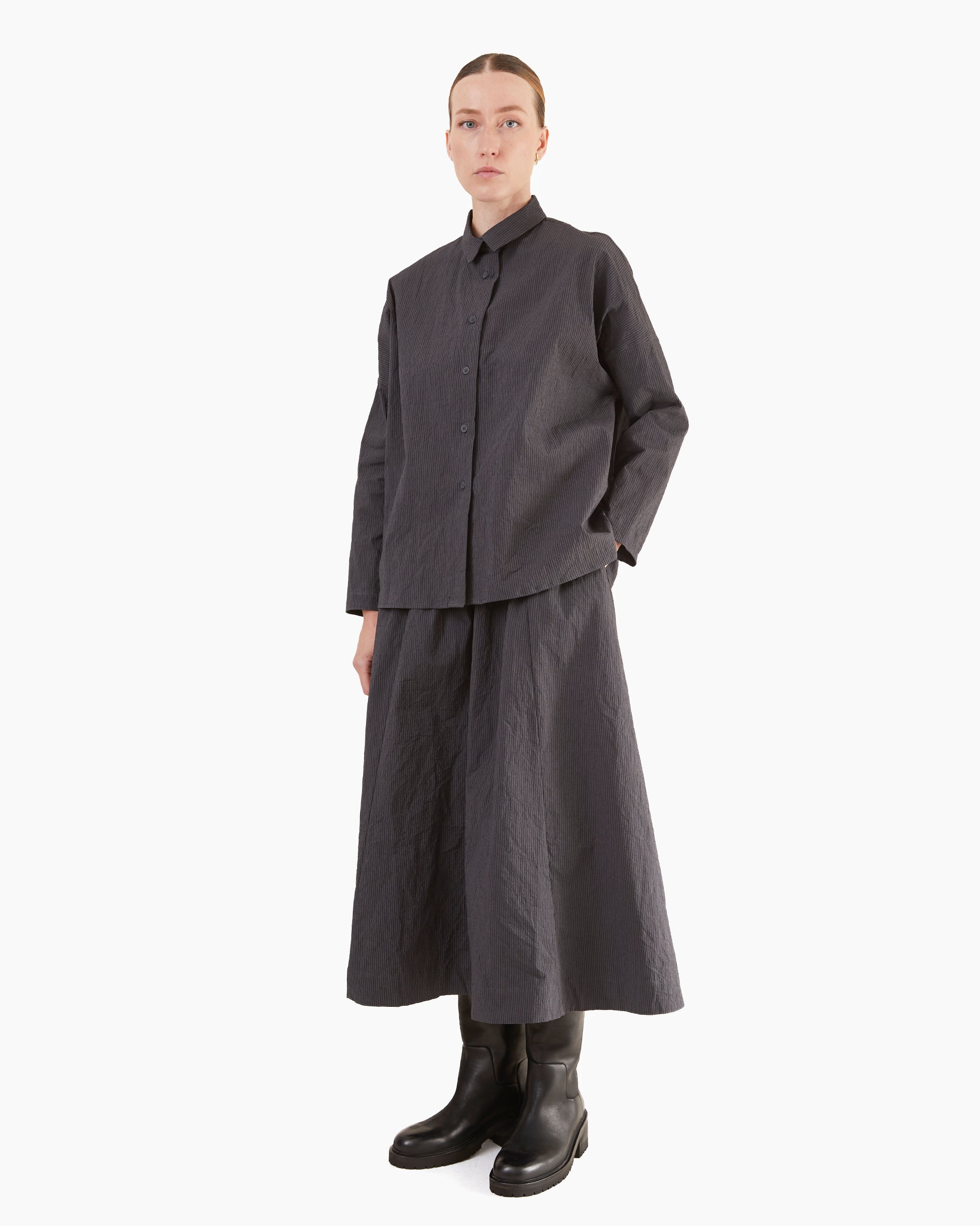 Bergfabel Women's Tina Shirt in Grey Stripe