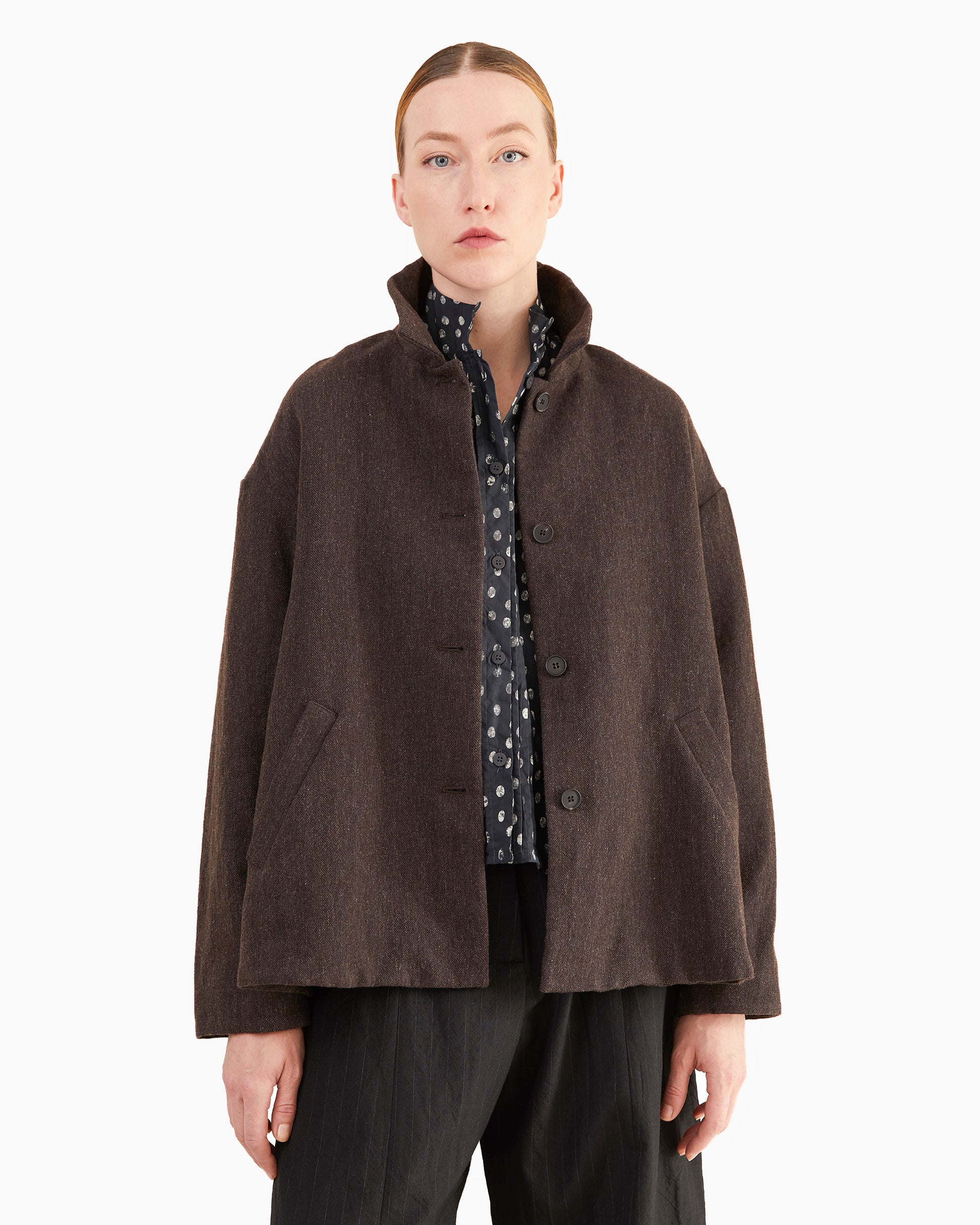 Bergfabel Women's Wool-Linen Uli Jacket in Brown-Navy