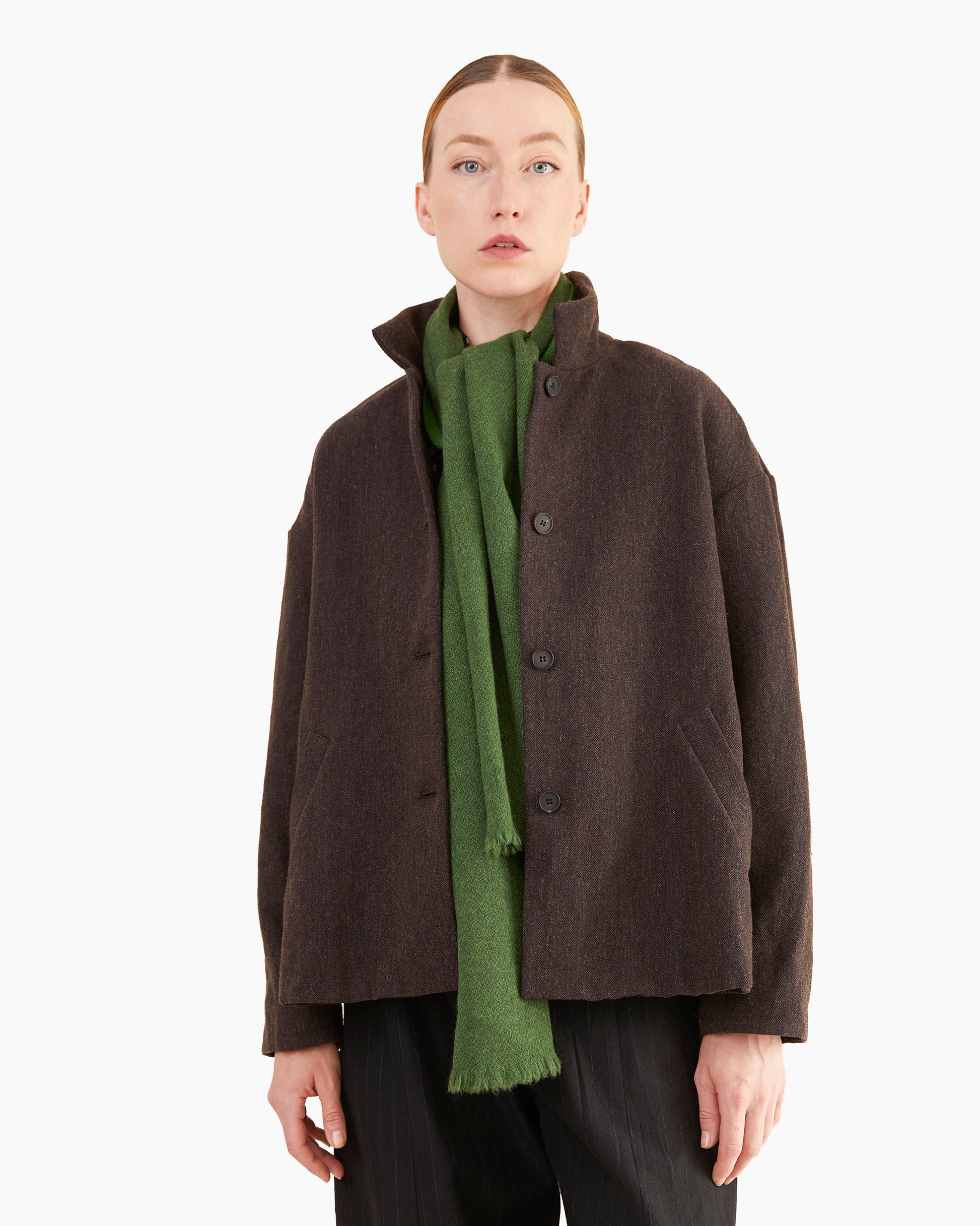 Bergfabel Women's Wool-Linen Uli Jacket in Brown-Navy