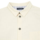 Bergfabel Worker Overshirt in Almond. Worker overshirt in medium weight cotton and linen fabric.   72% Cotton, 28% Linen.