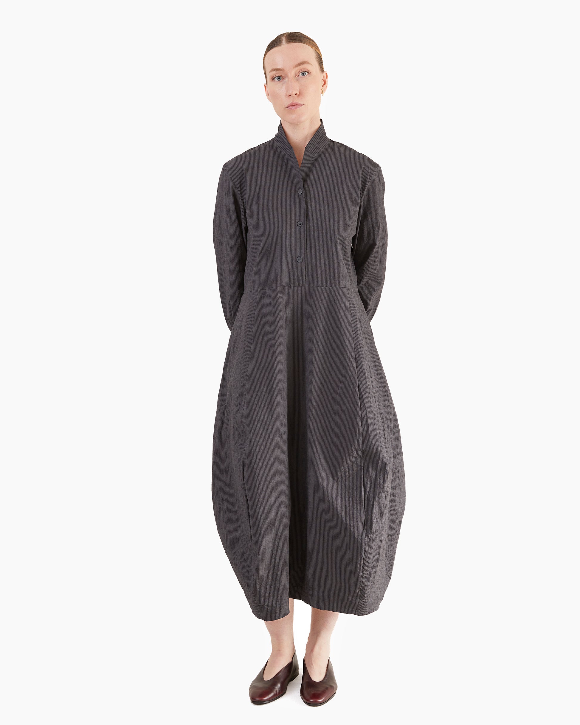 Bergfabel Women's Letty Dress in Grey Stripe