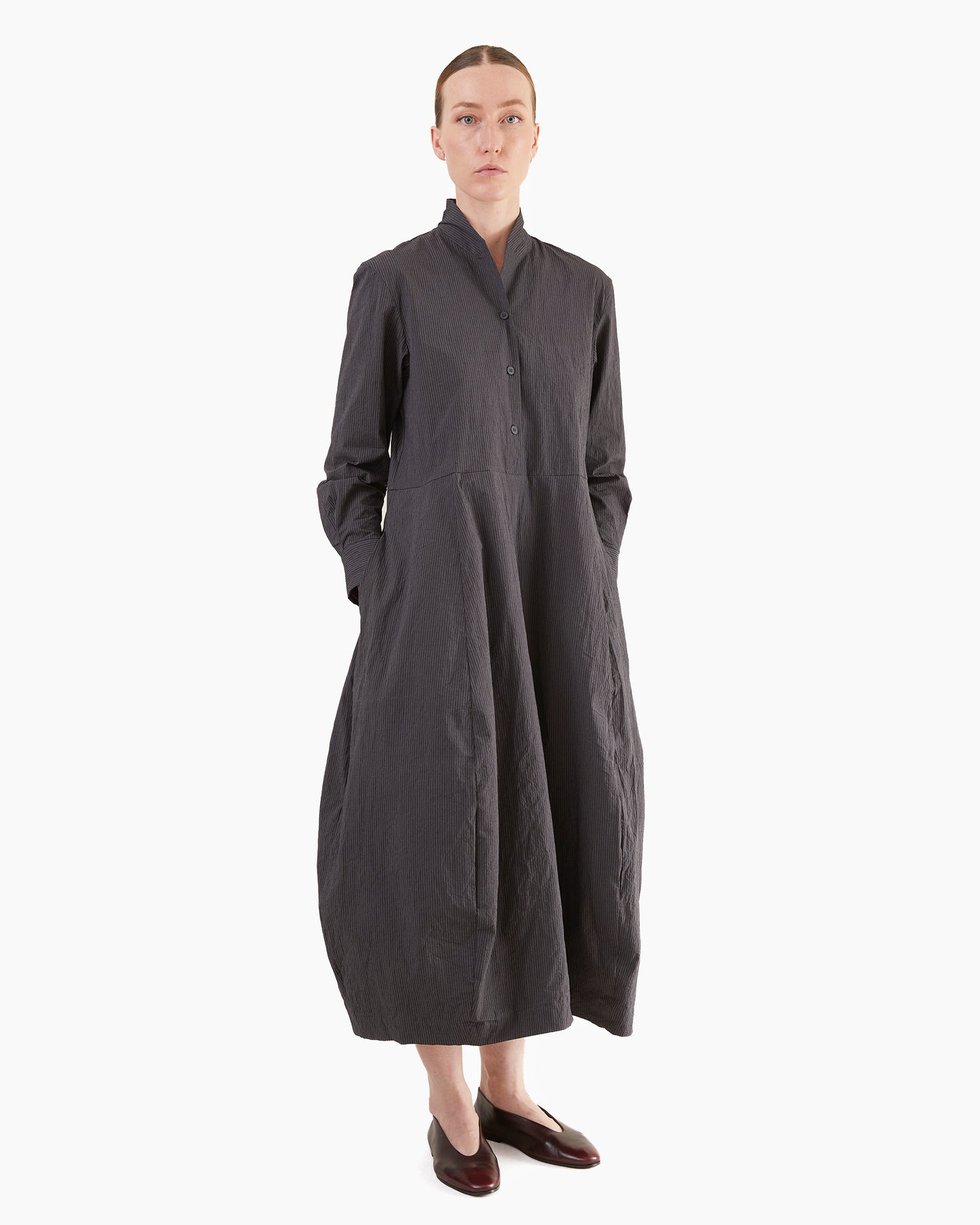 Bergfabel Women's Letty Dress in Grey Stripe