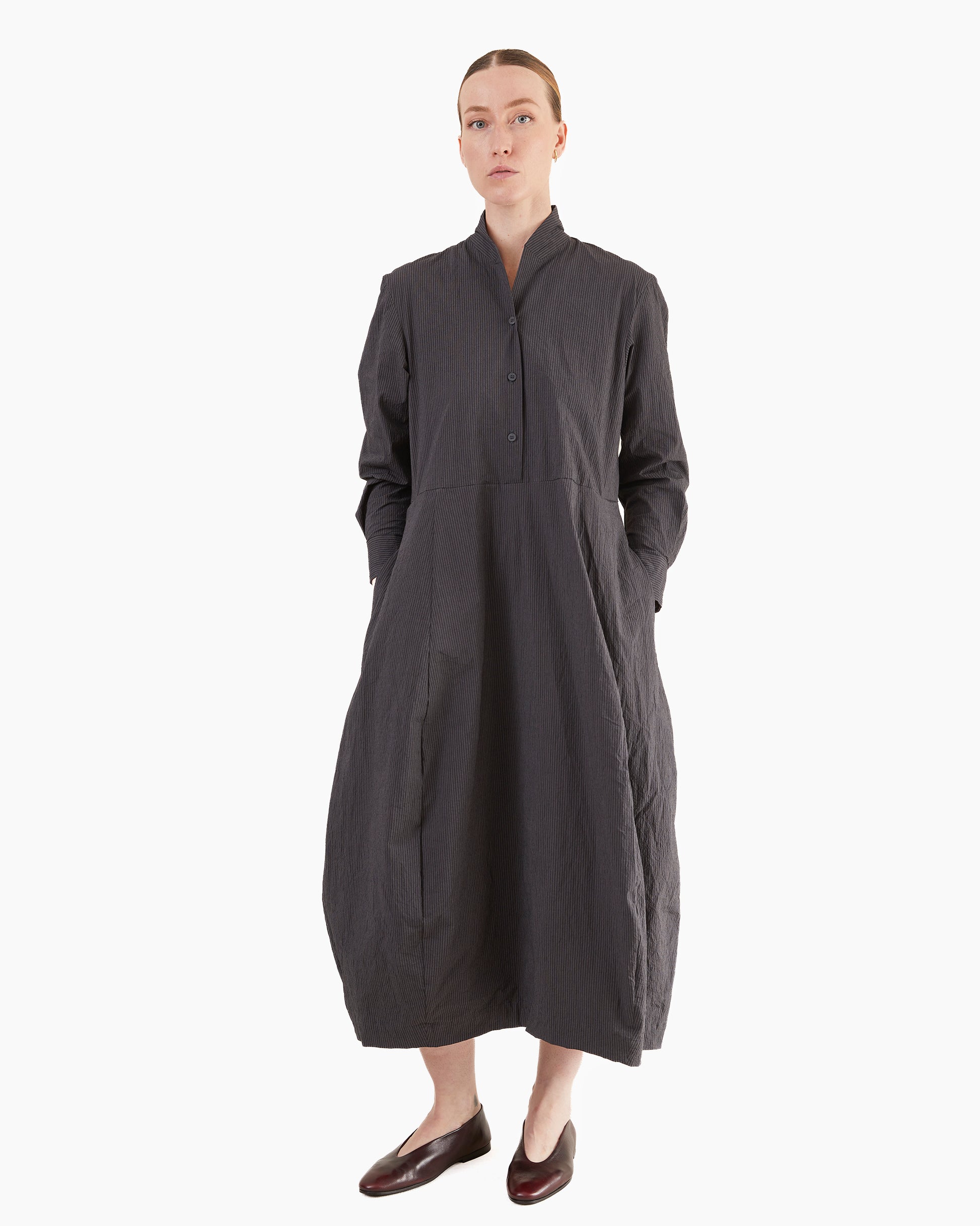Bergfabel Women's Letty Dress in Grey Stripe