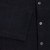 Bergfabel Wool Worker Shirt in Navy Brown Check