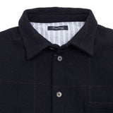 Bergfabel Wool Worker Shirt in Navy Brown Check