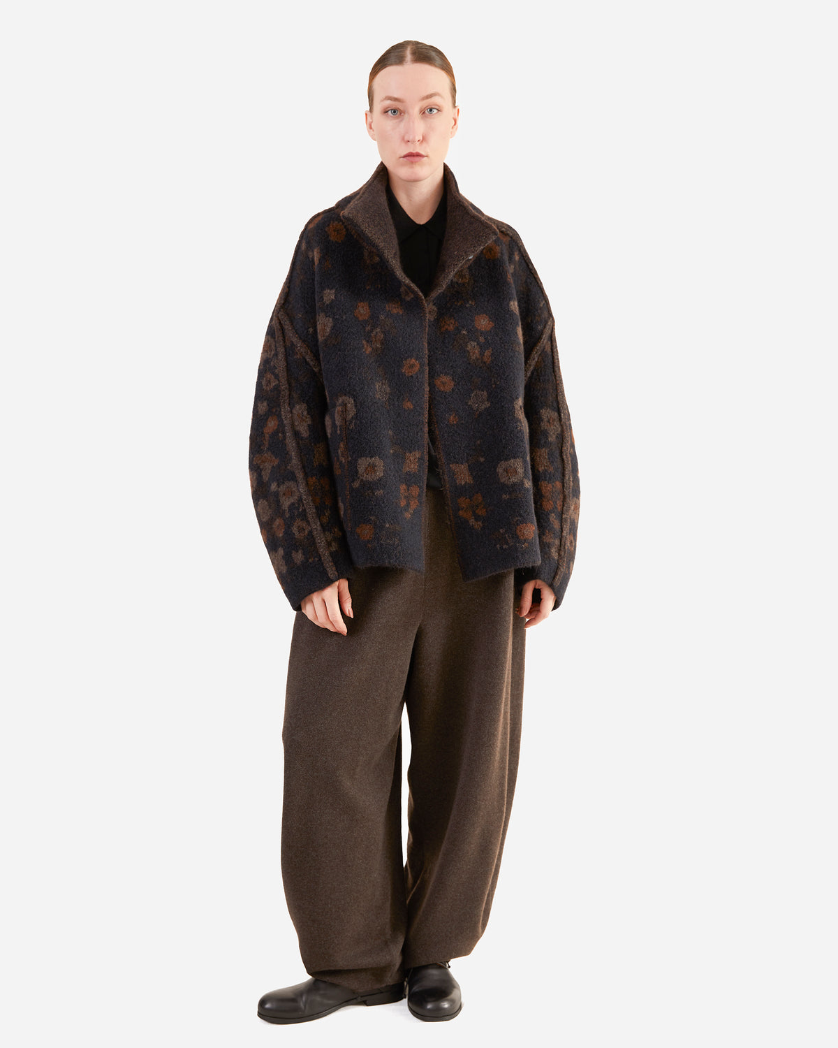 Boboutic Wool-Cashmere Trousers in Coffee/Grey