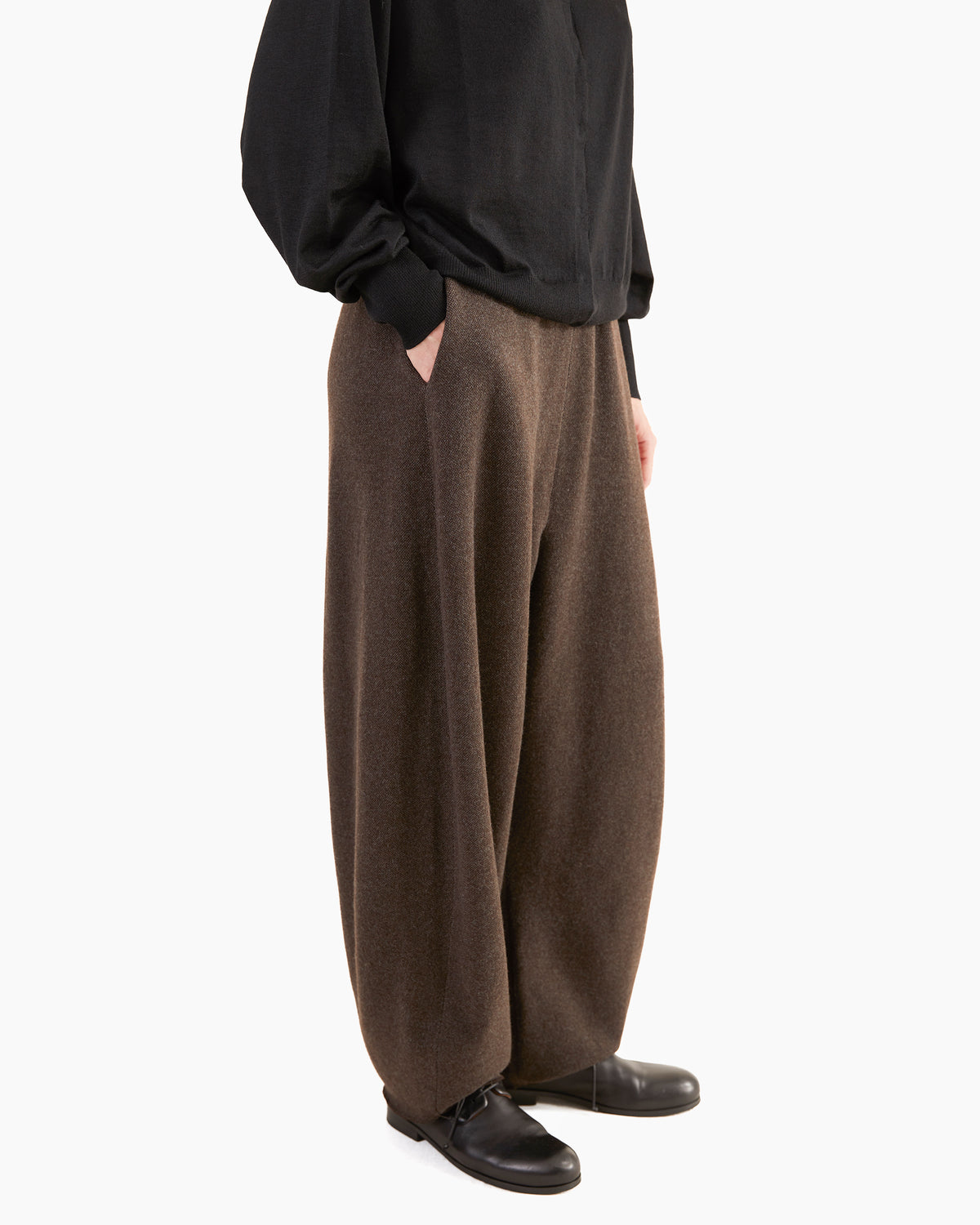 Boboutic Wool-Cashmere Trousers in Coffee/Grey