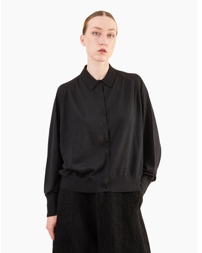 Boboutic Cashmere/Silk Raglan Shirt in Black