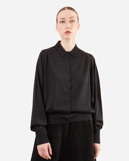 Boboutic Cashmere/Silk Raglan Shirt in Black