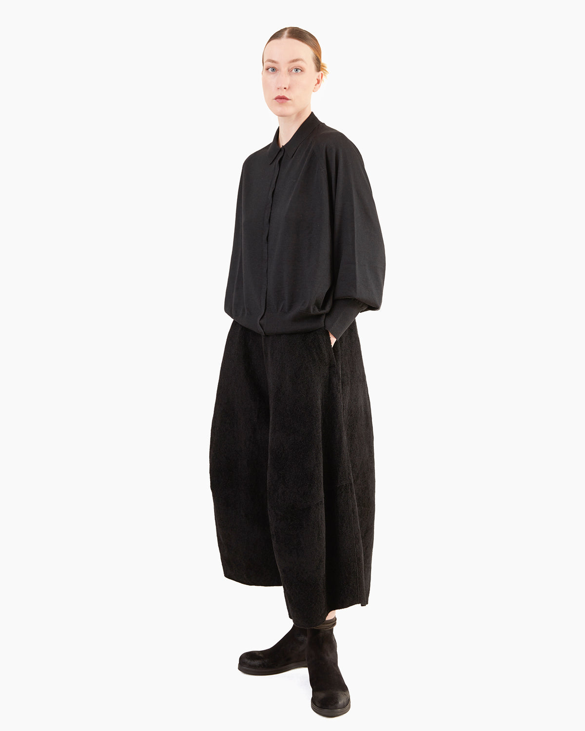 Boboutic Cashmere/Silk Raglan Shirt in Black