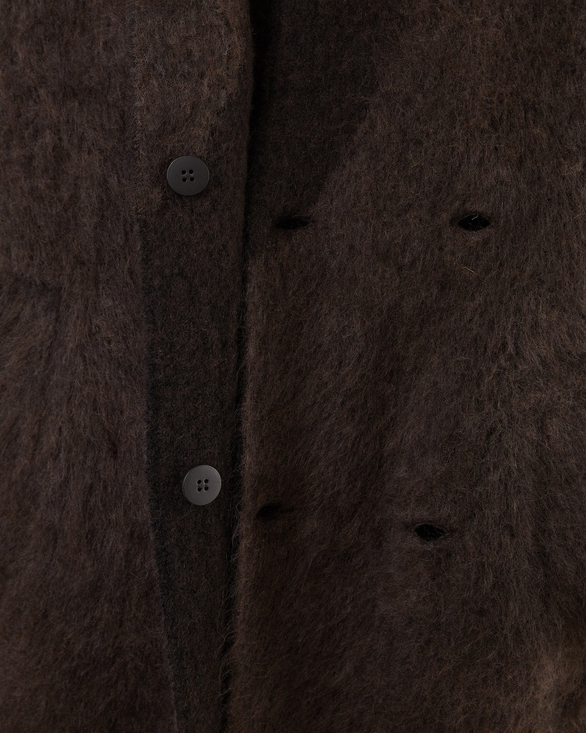 Boboutic Wool Double Breasted Fur Coat in Brown