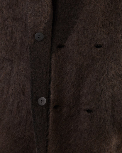Boboutic Wool Double Breasted Fur Coat in Brown