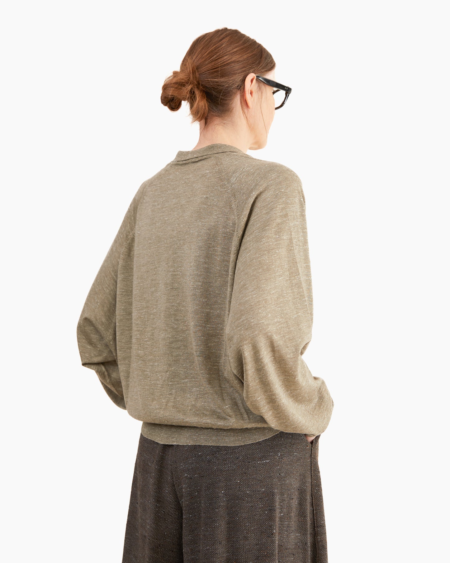 Boboutic Cashmere Raglan Shirt in Gray Olive