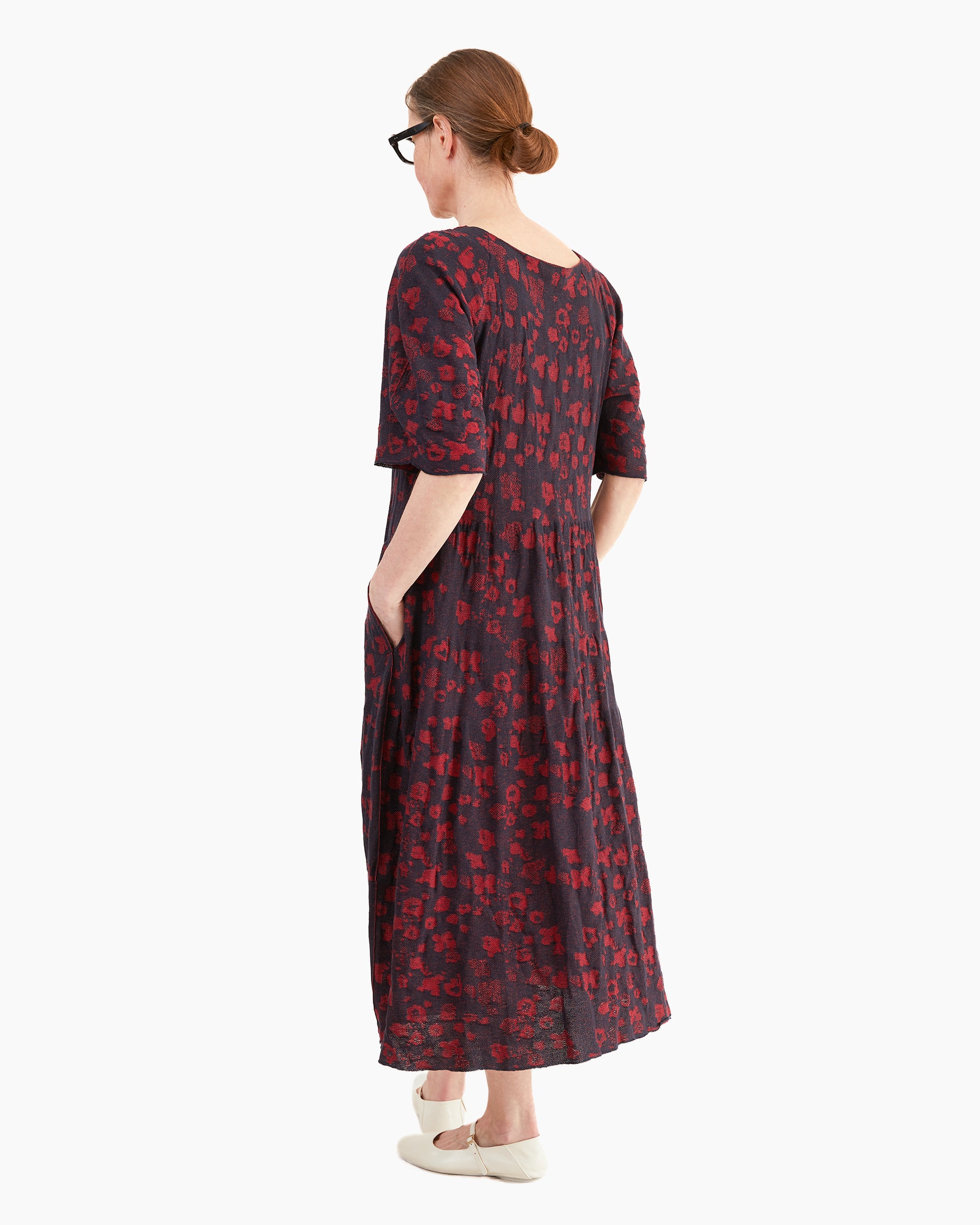 Boboutic Silk Tapestry Dress in Blue/Red