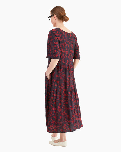 Boboutic Silk Tapestry Dress in Blue/Red