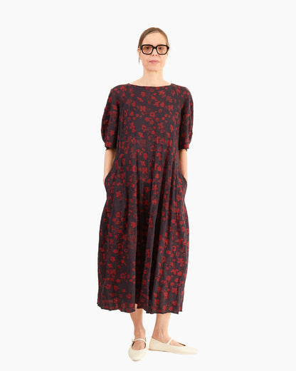 Boboutic Silk Tapestry Dress in Blue/Red