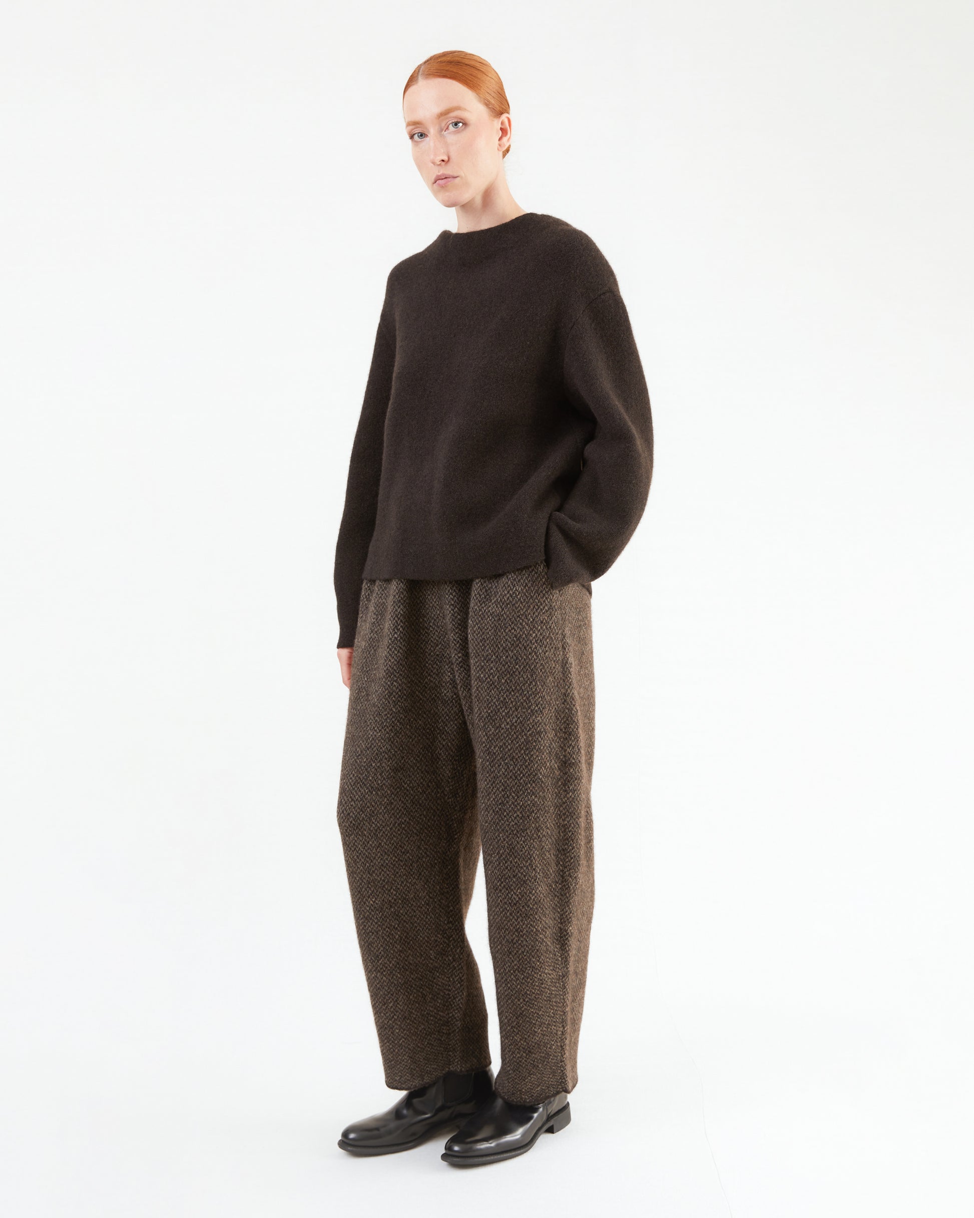 Boboutic Wool Trousers in Brown/ Taupe