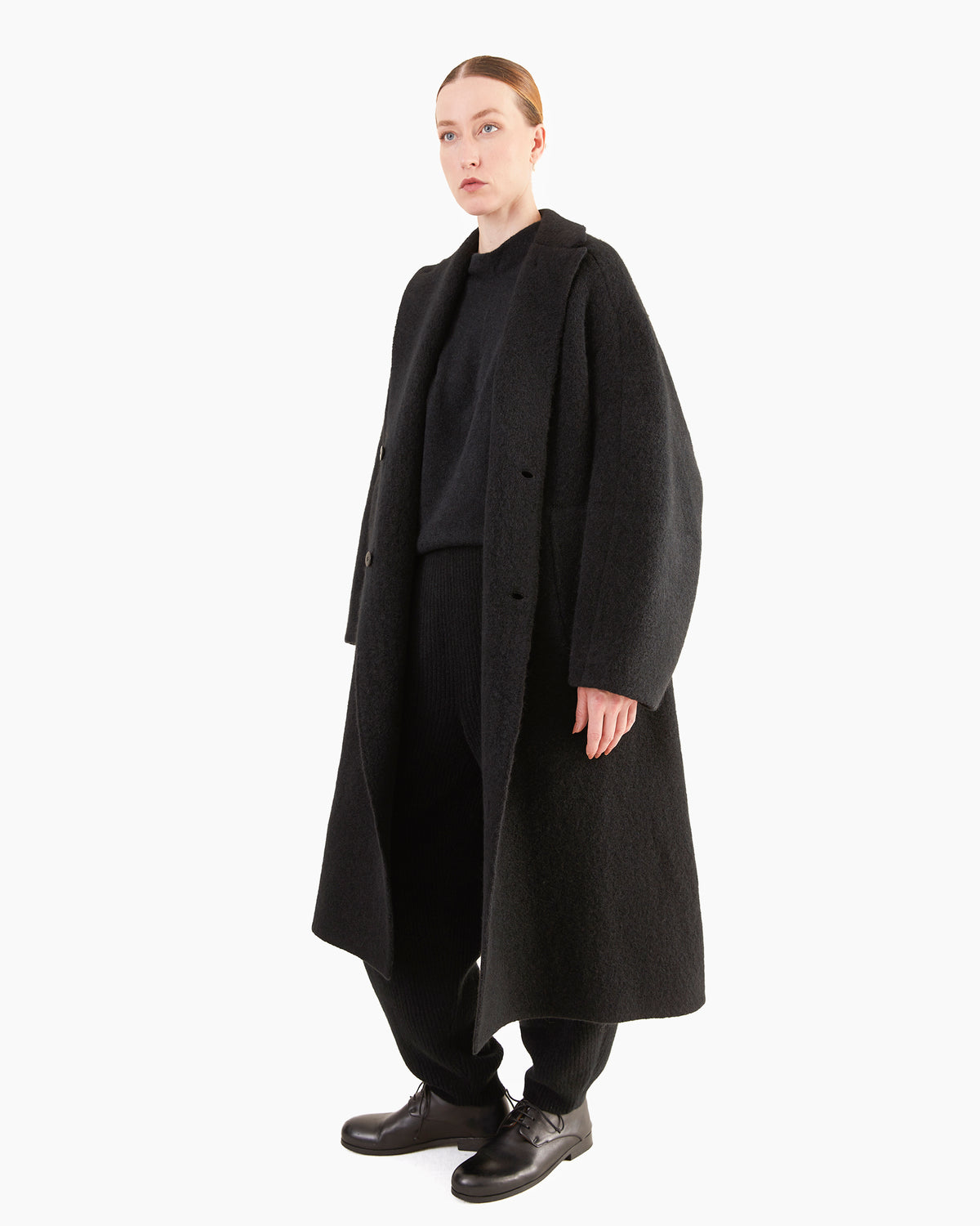 Boboutic Wool-Yak Ribbed Trousers in Black