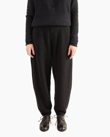 Boboutic Wool-Yak Ribbed Trousers in Black