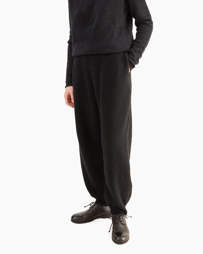Boboutic Wool-Yak Ribbed Trousers in Black