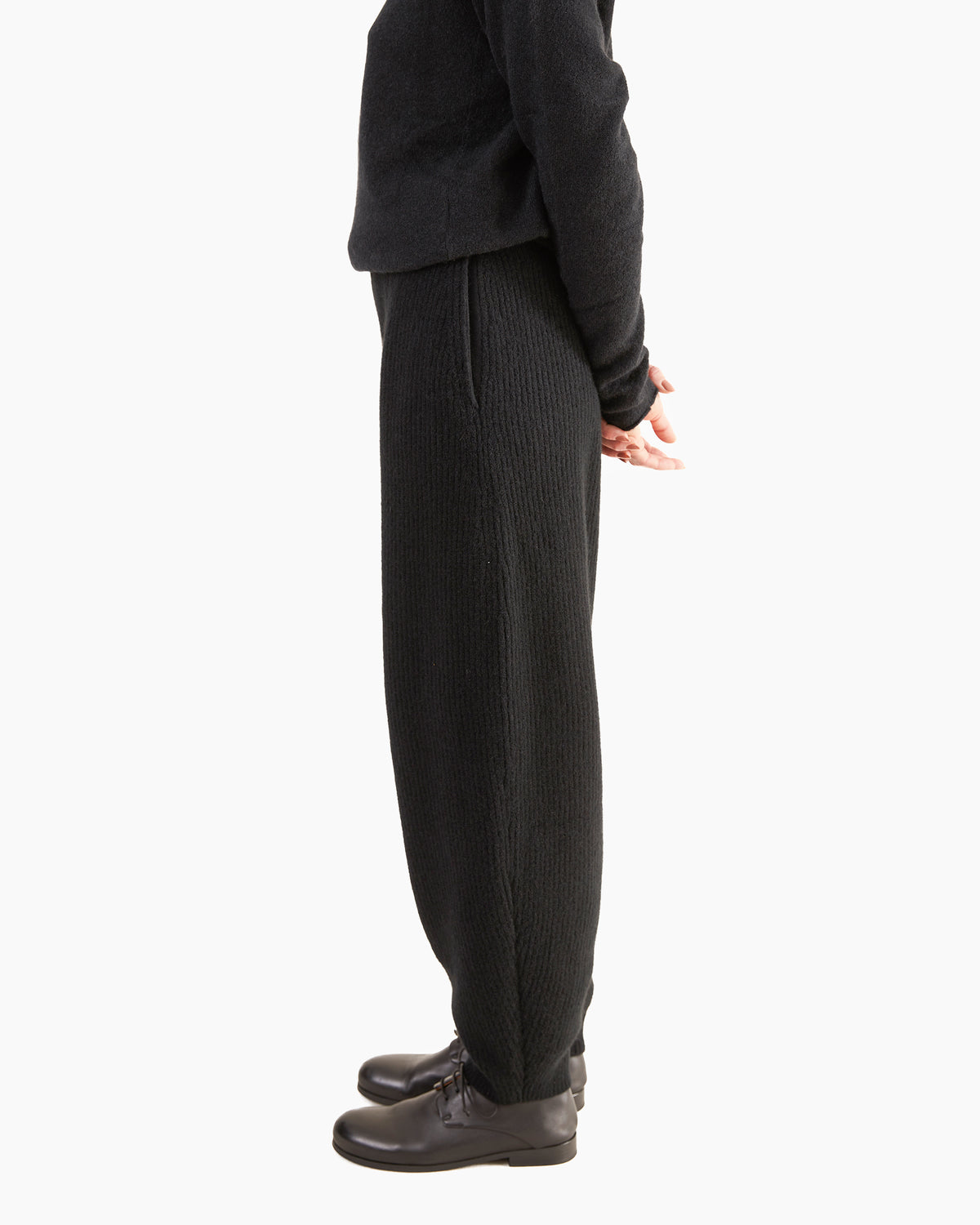 Boboutic Wool-Yak Ribbed Trousers in Black