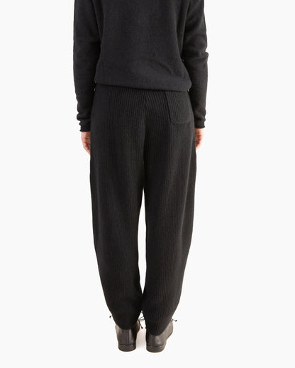 Boboutic Wool-Yak Ribbed Trousers in Black