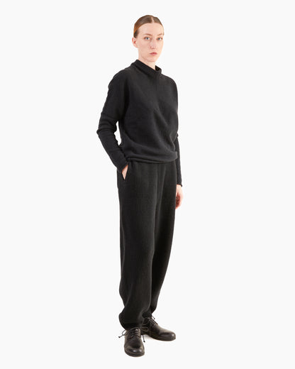 Boboutic Wool-Yak Ribbed Trousers in Black