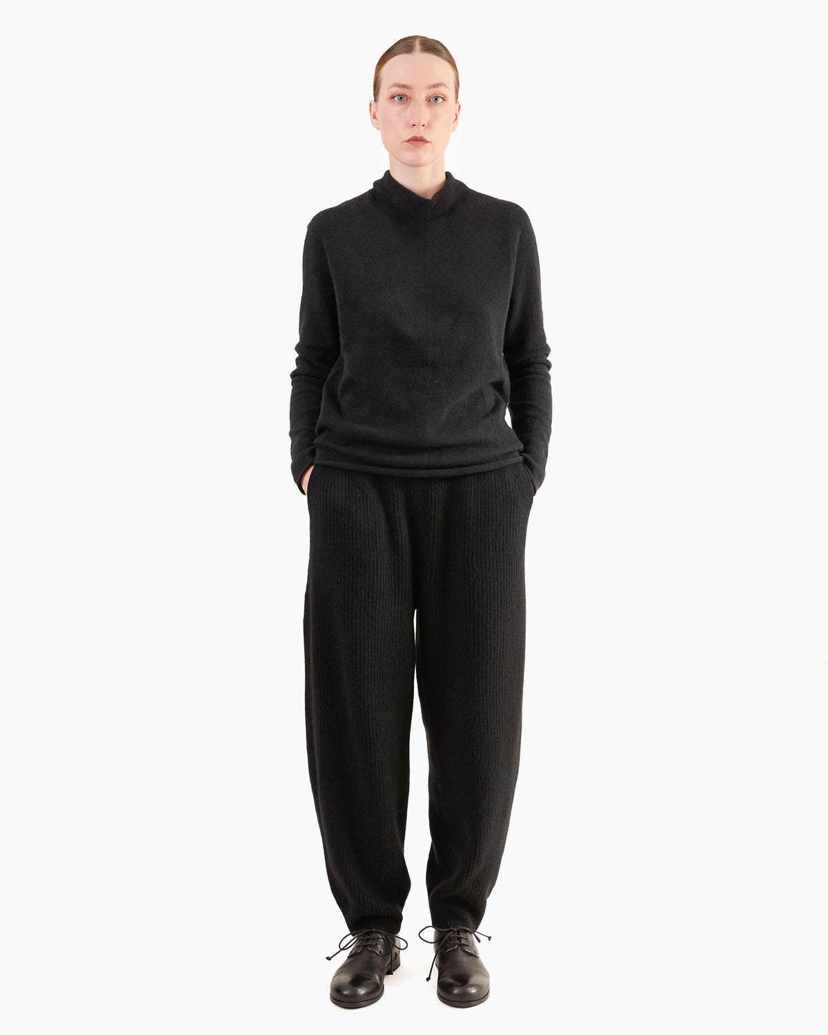 Boboutic Cashmere-Silk Half Mock Neck Sweater in Black