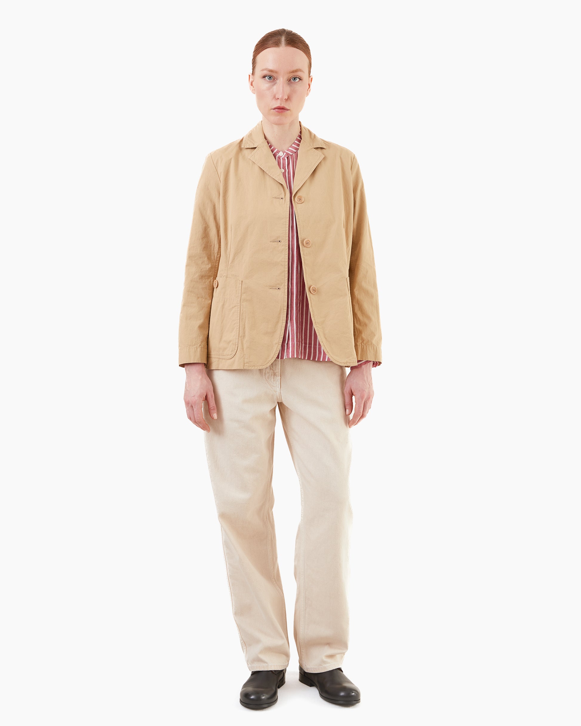 Casey Casey Women's Biggy Grandad Shirt in Wine Stripe