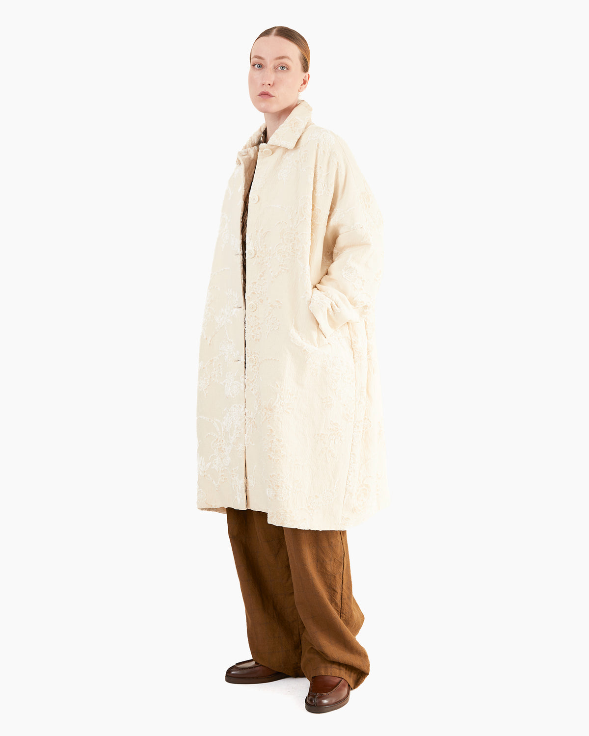 Casey Casey Women's Big Blobby Coat in Natural Jacquard