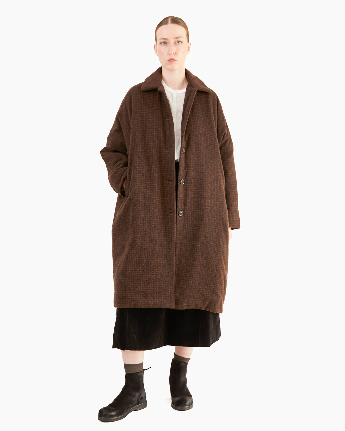 Casey Casey Women's Big Blobby Coat in Brown Pin Check