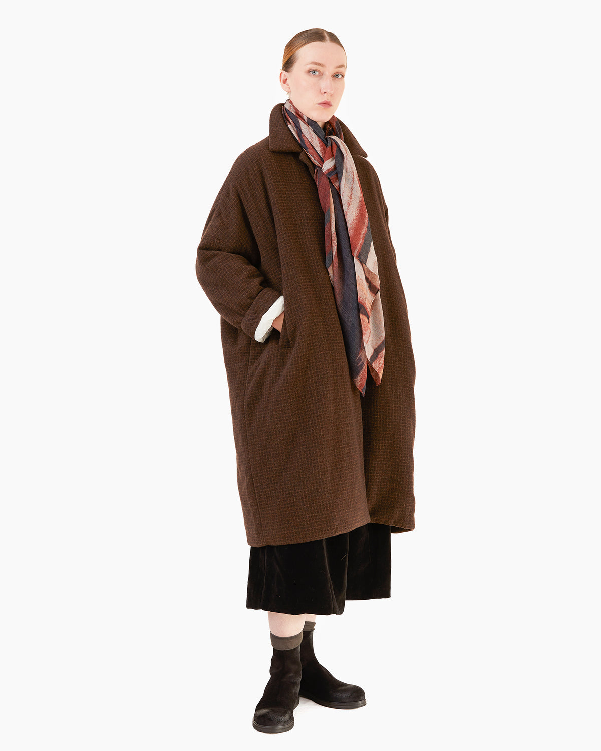 Casey Casey Women's Big Blobby Coat in Brown Pin Check
