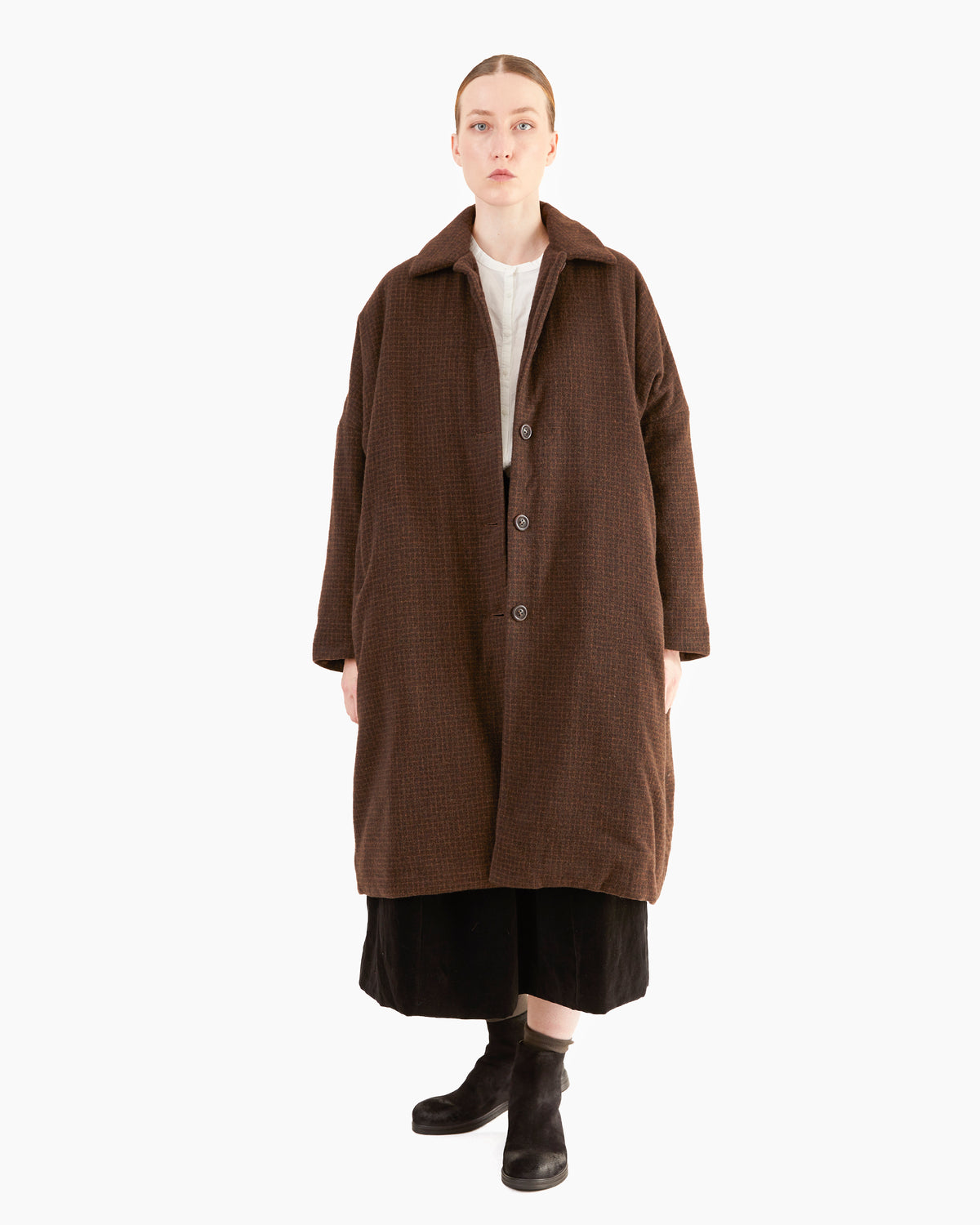 Casey Casey Women's Big Blobby Coat in Brown Pin Check