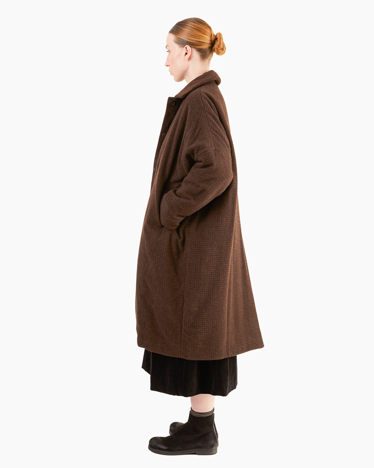 Casey Casey Women's Big Blobby Coat in Brown Pin Check