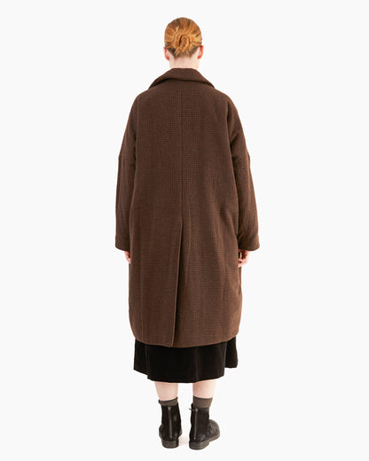 Casey Casey Women's Big Blobby Coat in Brown Pin Check