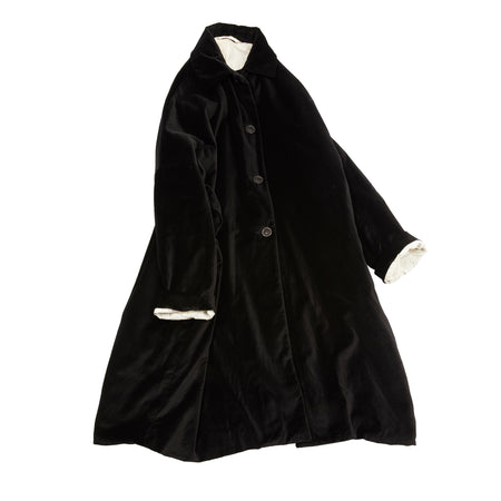 Casey Casey Women's Big Blobby Coat in Black Linen Velvet