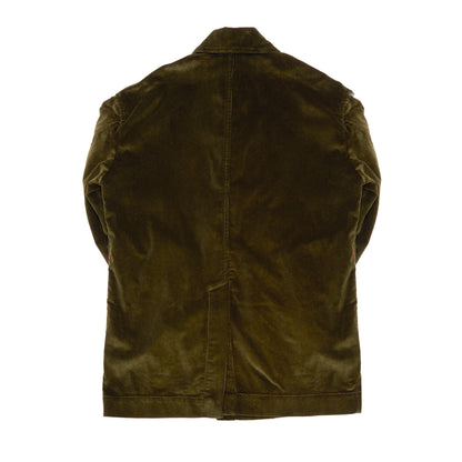 Casey Casey Brett Corduroy Jacket in Moss. A double breasted work jacket made in a green corduroy.