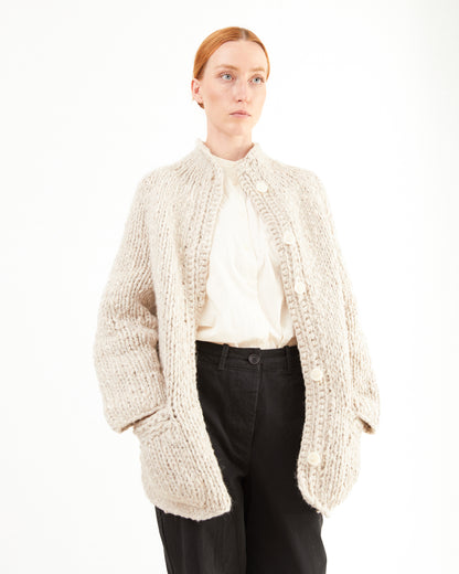 Casey Casey Women's Woalp Handknitted Cardigan in Ecru