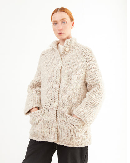 Casey Casey Women's Woalp Handknitted Cardigan in Ecru