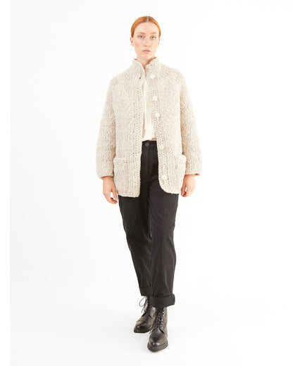 Casey Casey Women's Woalp Handknitted Cardigan in Ecru