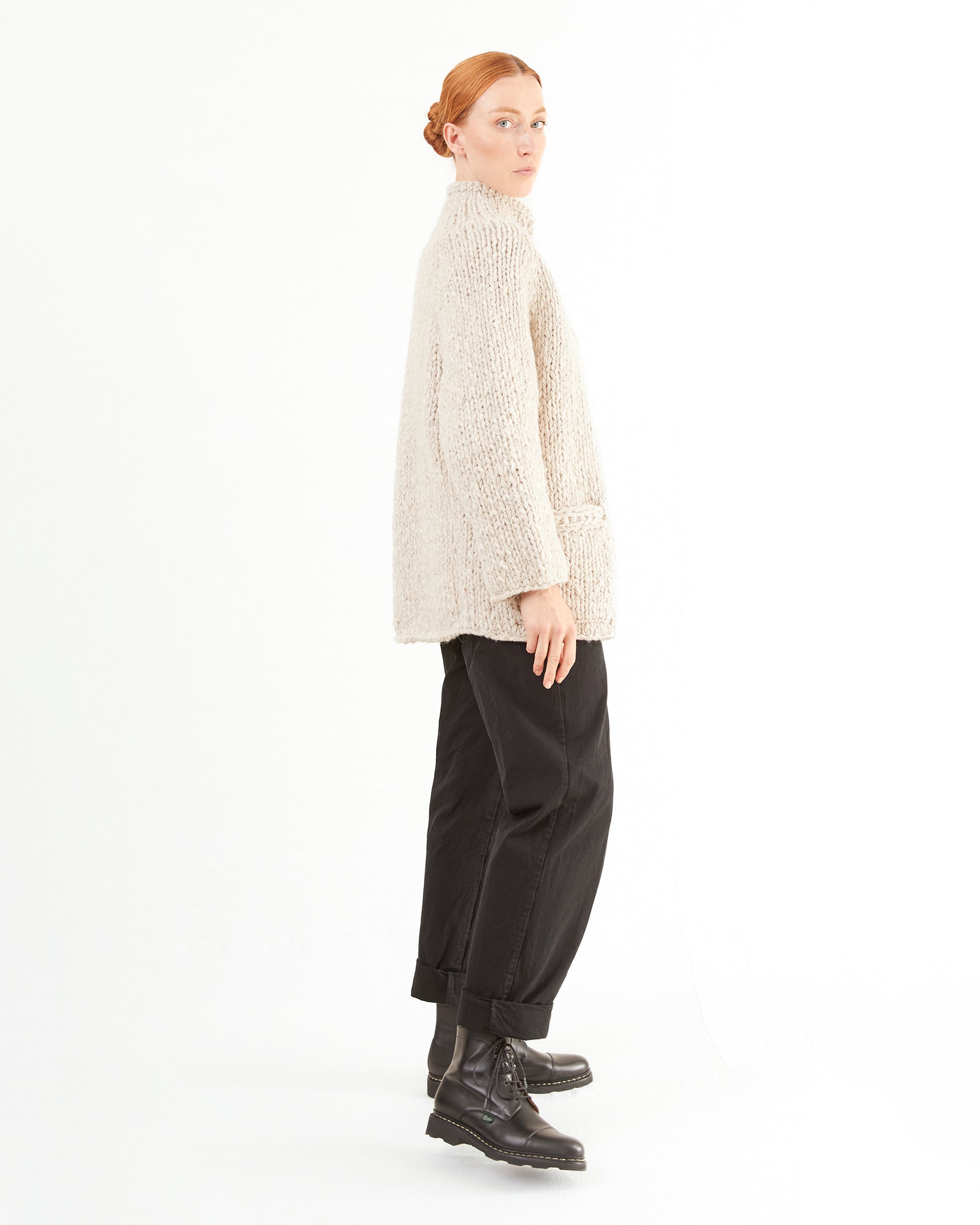Casey Casey Women's Woalp Handknitted Cardigan in Ecru