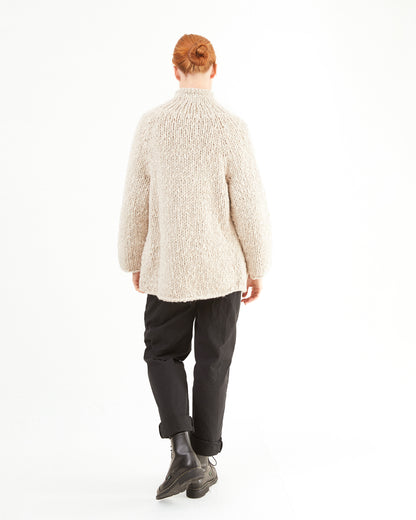 Casey Casey Women's Woalp Handknitted Cardigan in Ecru