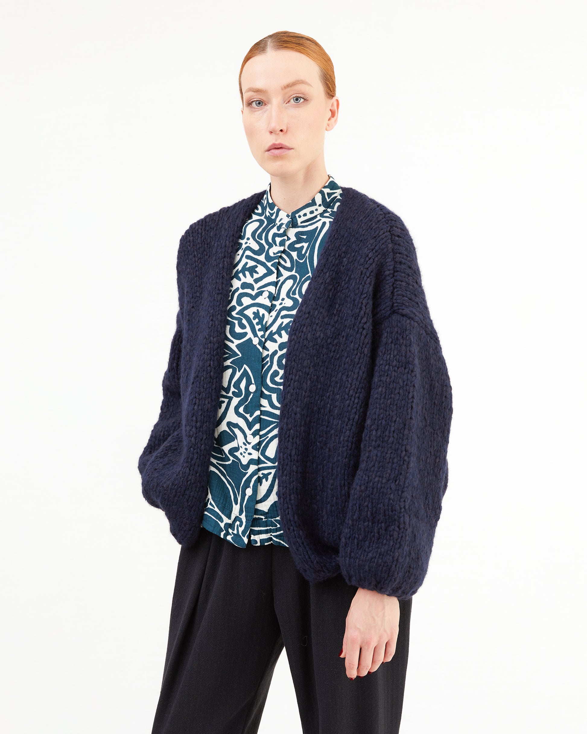 Casey Casey Women's Short Cardigan in Night/Navy