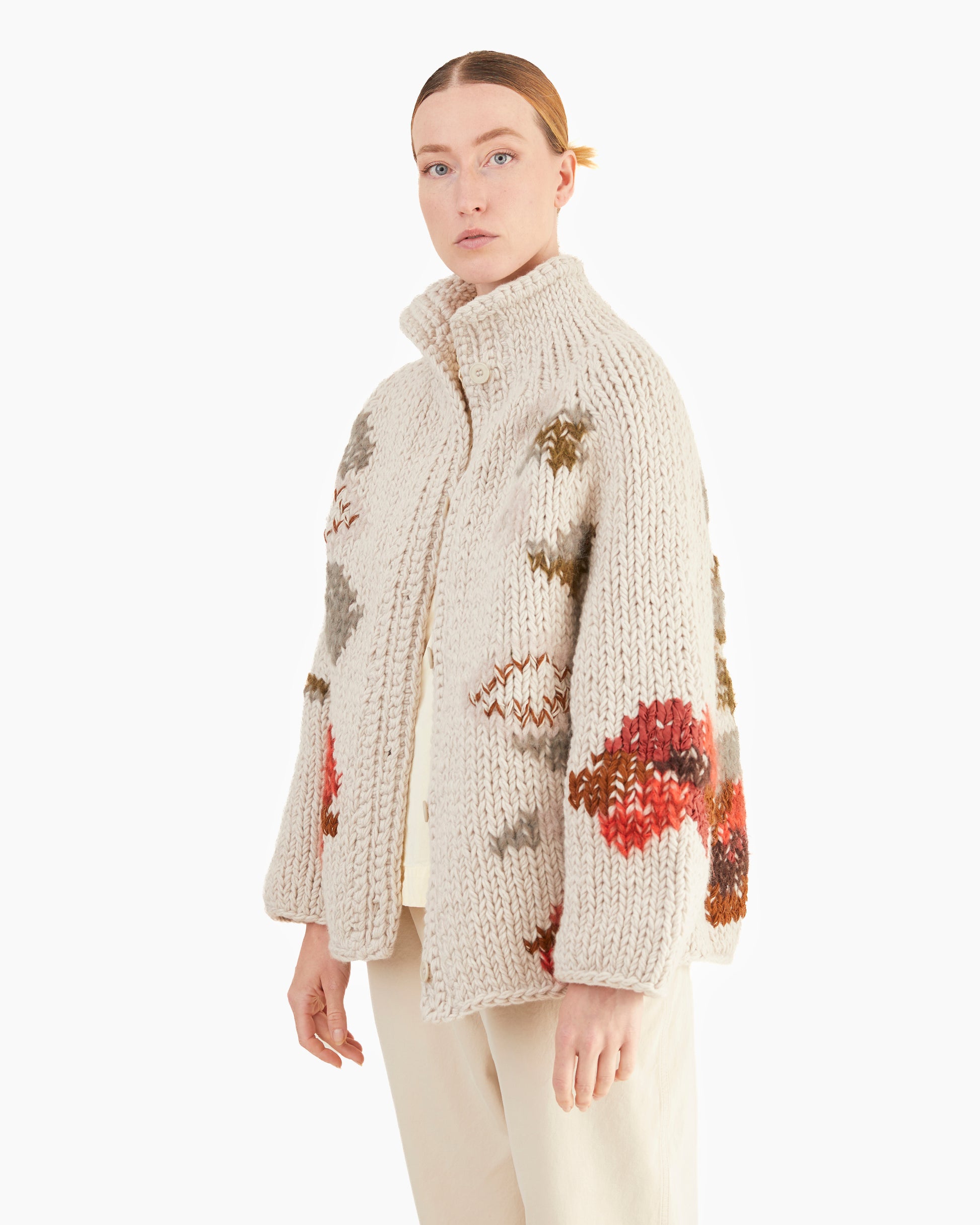 Casey Casey Women's Flora Chunky Cardigan in Light Grey