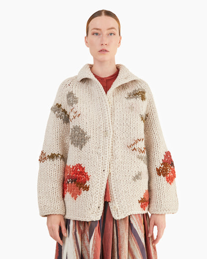 Casey Casey Women's Flora Chunky Cardigan in Light Grey