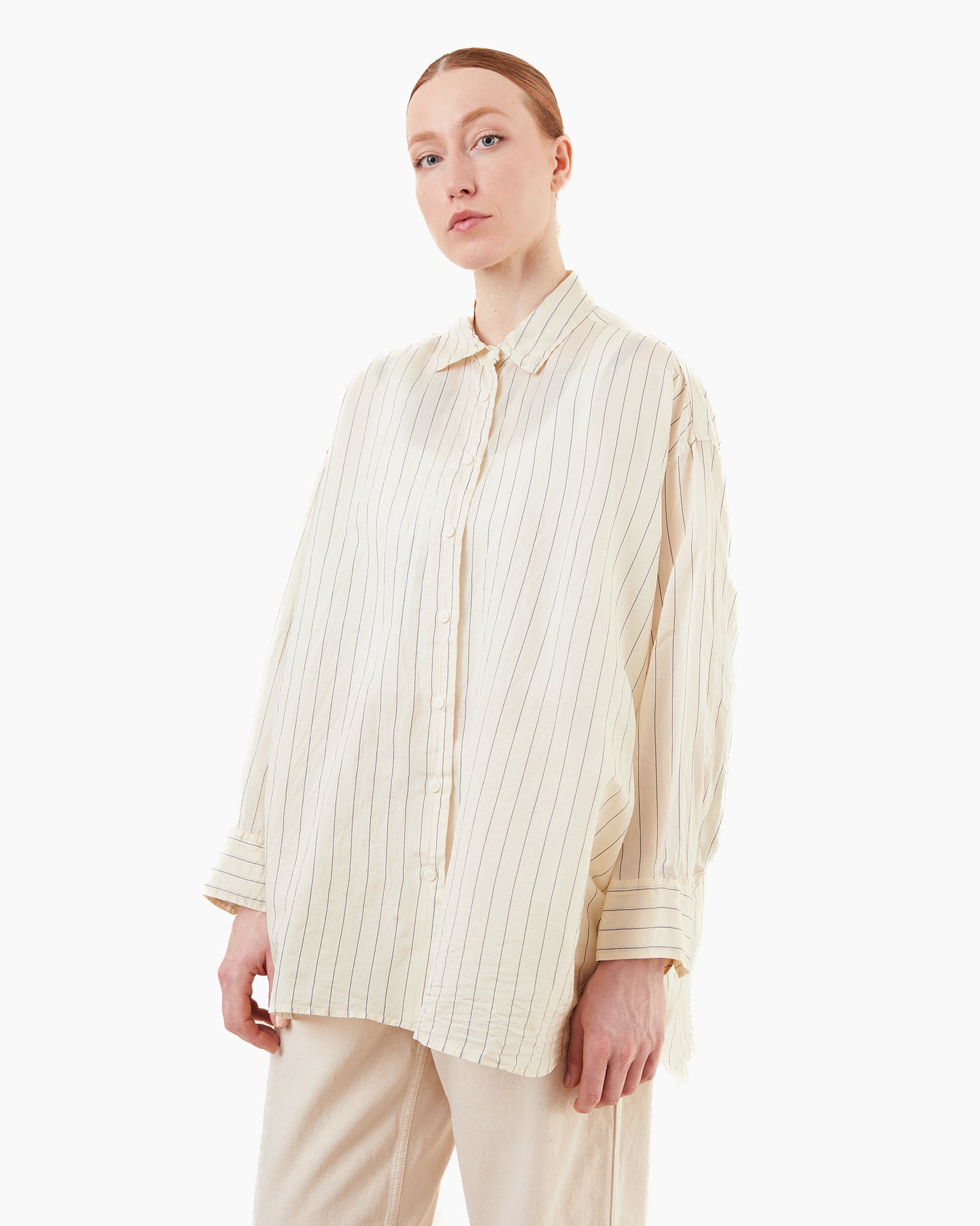 Casey Casey Women's Taffeta Silk Hamnet Shirt in Stripe
